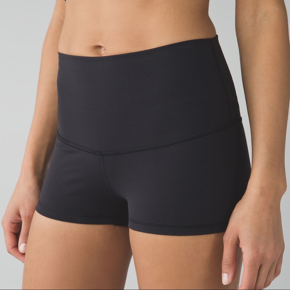 SOLD - Lululemon Black Mini Booty Boogie Shorts
